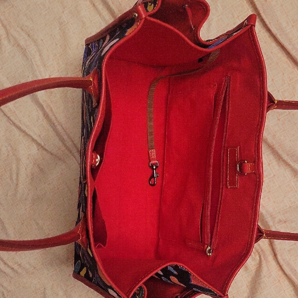 Dooney & Bourke Black Tote with Multicolor Heart Print and Red Trim - Picture 8 of 16